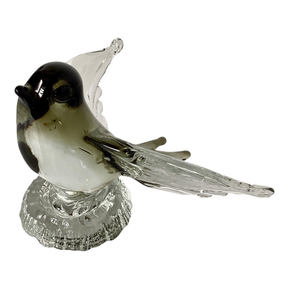Murano Style Tree Swallow Bird Figurine Taking Flight Clear And Green Art Glass - Picture 12 of 16